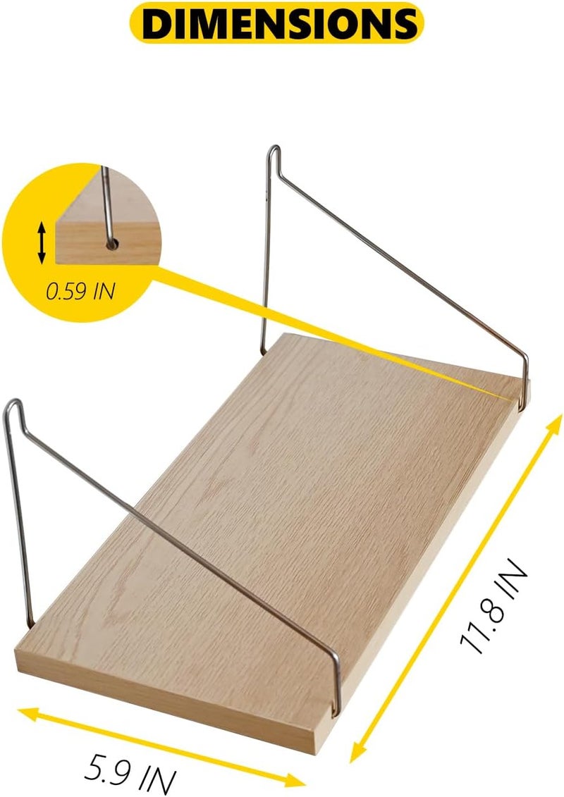 CHONIC Fabric Walls Cubicle Shelf with Hooks, 11.8' Wooden Cubicle Shelves with Hangers, Cubical Accessories for Work, Office Cubicle Wall Decor, Cubicle Decorations for Women Men Desk (1, Natural) - Image 3